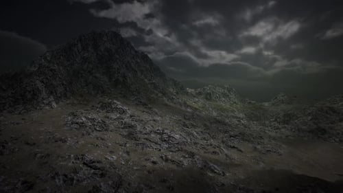 Dramatic Storm Sky Over Rough Mountains