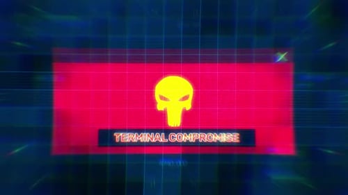 Glitch Skull Cyber Attack Text Reveal
