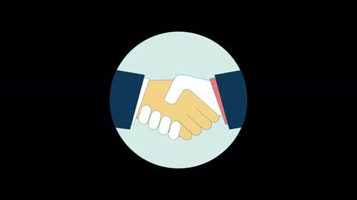 Flat Design Handshake Icon Reveal Animation