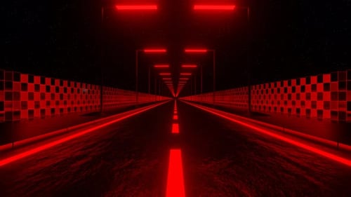 Roter neonschneller futuristischer Autobahnhintergrund Vj Loop In 4K
