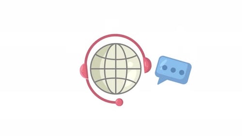 global customer support animated icon motion graphic video