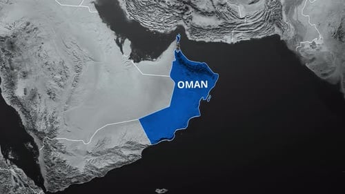 Oman Country Map Highlight with Text Reveal