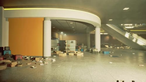 Quiet Commercial Zone with Neglected Fixtures and Faint Illumination