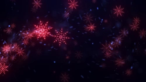 Glowing Red Snowflakes Winter Festive Background
