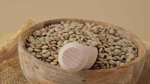 Raw Green Lentil Gluten Free Cereals Health Gut Benefits Concept of Alternative Whole Spelt Grain