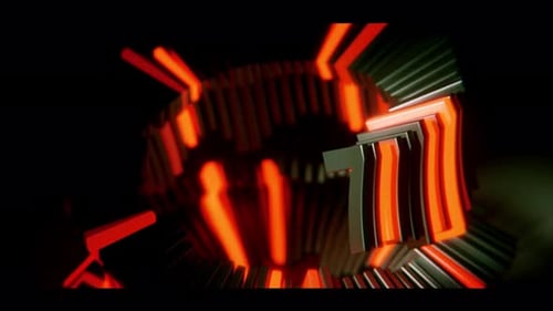 Abstract Futuristic Rotating Glowing Lines Animation