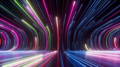 Neon Light Streaks Abstract Motion Background Loop