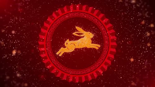 Elegant Golden Rabbit Chinese New Year Animated Background