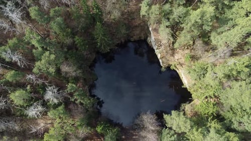 Springtime view of an old flooded quarry