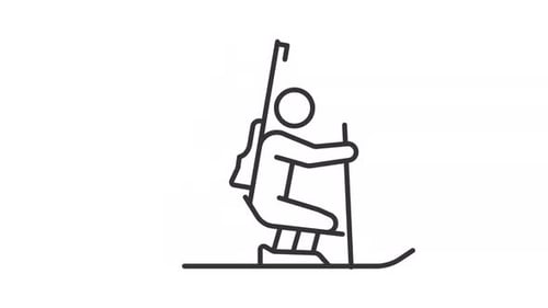 Einfache dünne schwarze Animation der Biathlon-Ski-Ikone