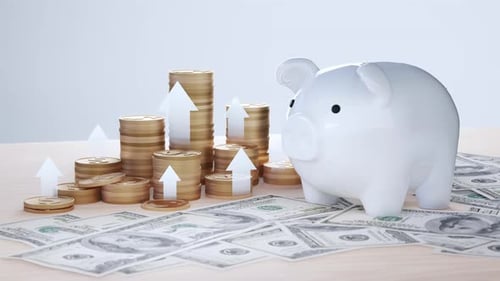 Savings Growth with Piggy Bank and Coins