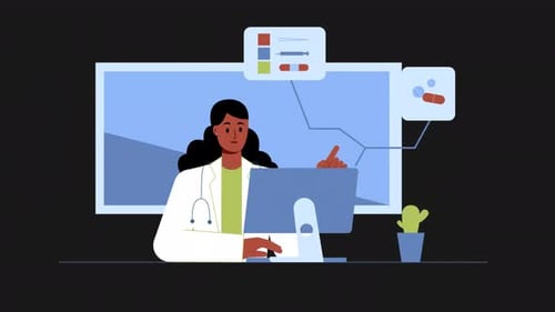 Doctor Working In Office Room On Alpha 4k