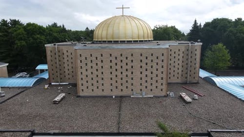 Aerial View of Building Topped with Golden Dome