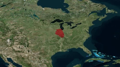 Illinois State Highlighted on Geographic Map Zoom