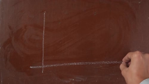 Textured Brown Chalkboard Background Male Hand Drawing a Growth Graph Chart on the Board with a