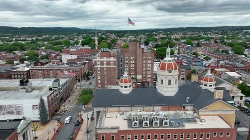 Scenic Aerial View of Classic Red Brick City