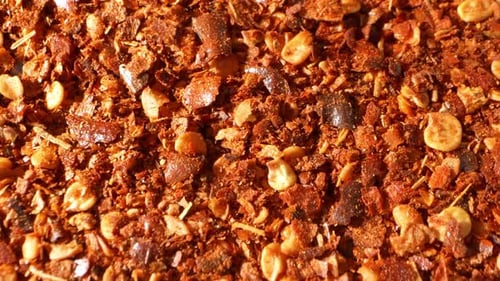 A ground chilli in close-up.