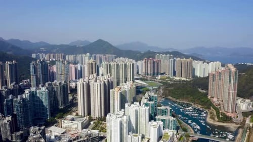 Breathtaking And Bird’s Eye View Of Hong Kong City And High Rise Buildings, China