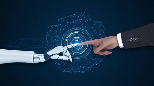 Hand of Robot and Human Connected Metaverse Technology Network Metaverse Transition Human Robots