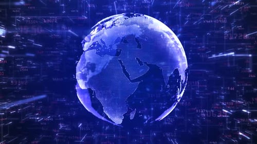 Digital Earth Globe with Futuristic Data Network Animation