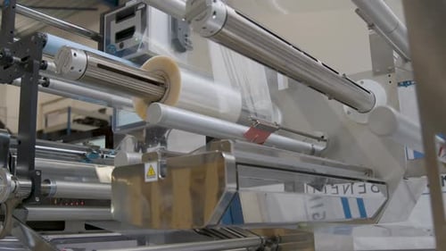 Packaging rolls mounted on the rollers of a packaging machine