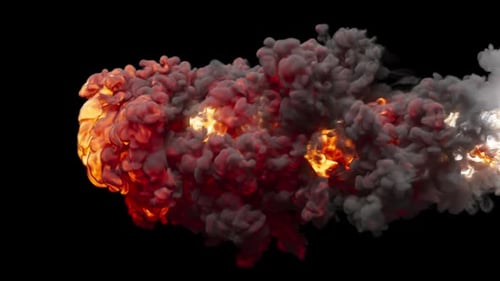 Slow motion 3D animation of an explosion. The file contains an Alpha Channel.