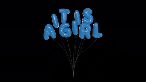 It's a Girl Blue Balloon Text Animation