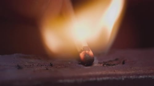 Burning Matchstick Burns Out in Macro Shot