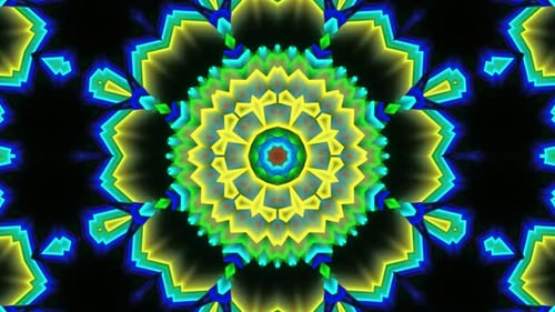 Colorful Neon Geometric Kaleidoscope Animated Background Loop