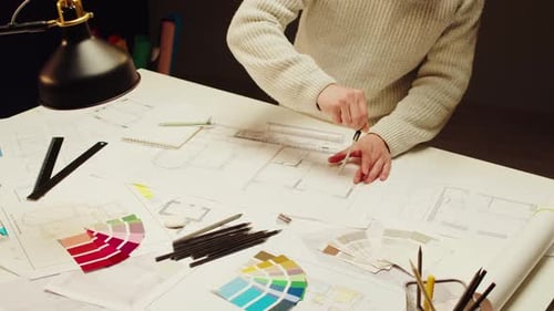 Architect Designer Workplace Top View