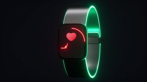 Smartwatch Heart Rate Monitor with Neon Glow Animation