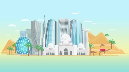 Untied Arab Cartoon City Building Animation