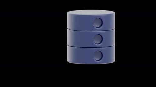 Animação 3D da pilha moderna de servidores de banco de dados | Alpha Channel