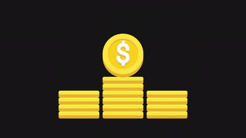 Animated Gold Coin Stacks with Dollar Sign for Finance