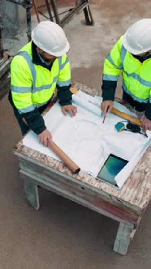 Construcción, planificación y conversación con las personas en el sitio de construcción para la gestión o revisión del proyecto