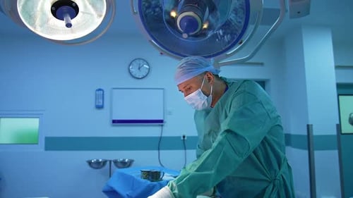 Procedure of liposuction in modern clinic.