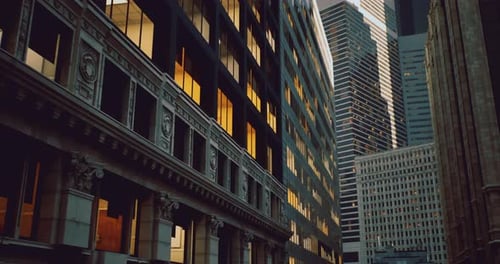 Modern City Corporate Building Pan Down