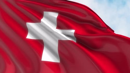 Waving Swiss Flag Animation with Realistic Fabric Movement