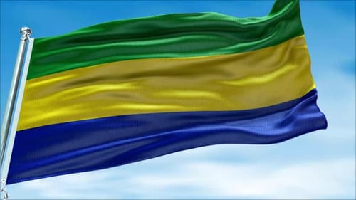 Gabon Flag Waving in Realistic Looping Animation