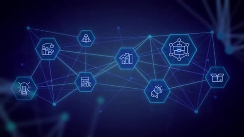 Business development animated banner with line icons