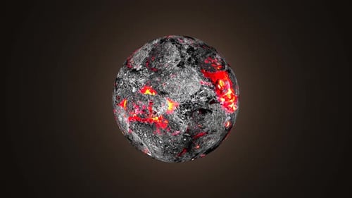 3d Lava planet in space. Earth planet become a lava planet. Lava planet spinning. 1485