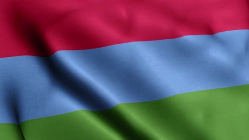 Realistic Fabric Flag Waving With Red Blue Green Stripes