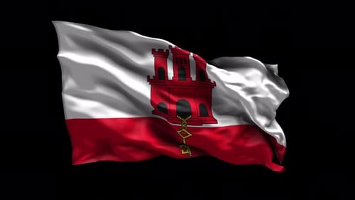Waving Gibraltar Flag Animation with Alpha Channel