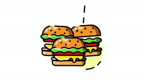 Animated Hamburgers Bouncing for Fast Food and Delivery Apps