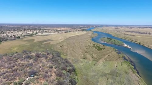Okavango river // Aerial Pan View