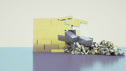 Fragments and Pieces Falling 3D Rendering