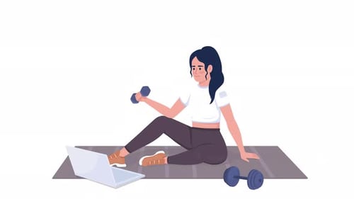 Animated Girl Doing Exercise for Arm