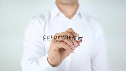 Refreshment, Man Writing on Glass