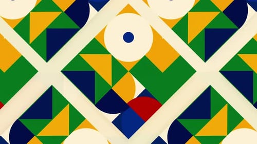 Colorful Figures Move in Retro Animation Design Style