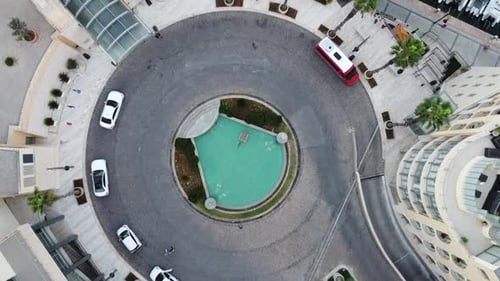 Roundabout stock aerial footage stock in malta downtown